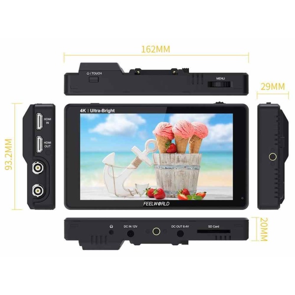 Alquiler monitor Feelworld LUT6S 6 Pulgadas SDI HDMI Madrid